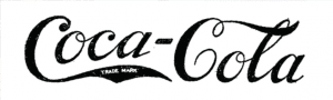 The original logo for Coca-Cola. All in black. This is still a trend in logo design for the company.