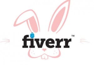 Fiverr pink easter logo bunny is a rabbit with pink ears and big teeth