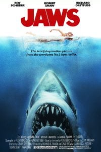 Movie posters like Jaws where the shark is mega scary are classics and everybody will recognize the movie