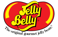 World famous jelly belly. The shape of the jelly bean. Red an yellow logo