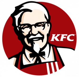 Logos with K are famous and memorable ones. This is the smiling middle ages trustworthy Kentucky Fried Chicken man. A red and white logo