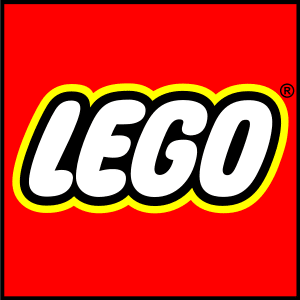 Powerful logo with L is that one of Lego. A Danish company with big fat font that says Lego and a red background The letters are surrounded by a yellow glow
