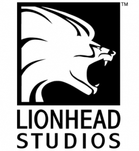 Lionhead studios features a unique lionhead that has a big open roar in black & white