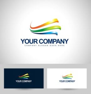 Your Company written in a colorful Fontana two business cards underneath. Different file formats