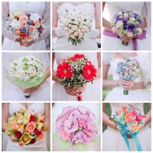 Nine very different bride bouquets. Symbolizing the need to be different and avoid cliches in logo