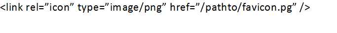 an example of the kind of code that you will need to add to create a favicon for your website