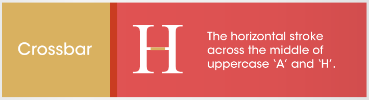 Crossbar is the font deconstruction where the horizontal stroke across the middle of uppercase 'A' and 'H'