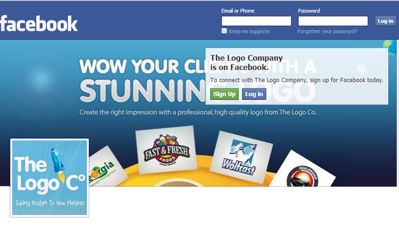 Facebook page for The Logo Company