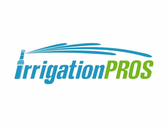 Clever text based logo for Irrigation Pros. Two colors, blue and green with the "I" showing straight away what the business does. 