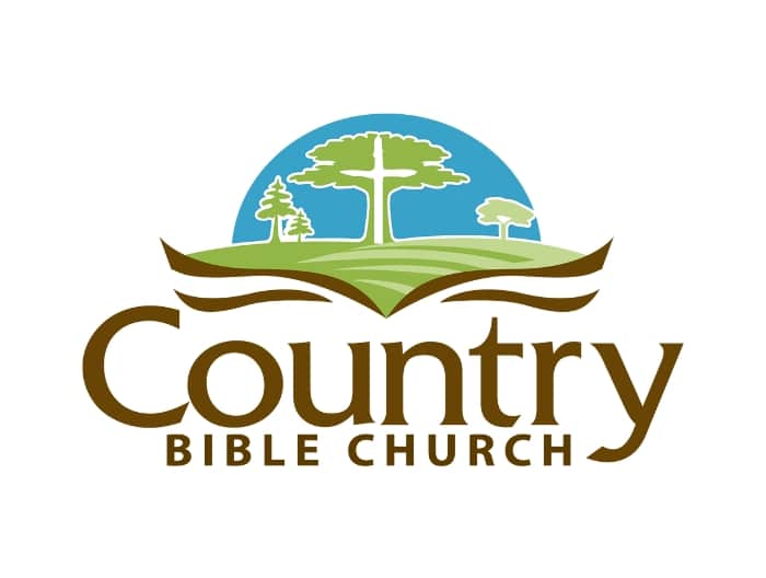 Church logo style which looks like an open book and the cross springs out of the middle. Nature's colors for this iconic style logo