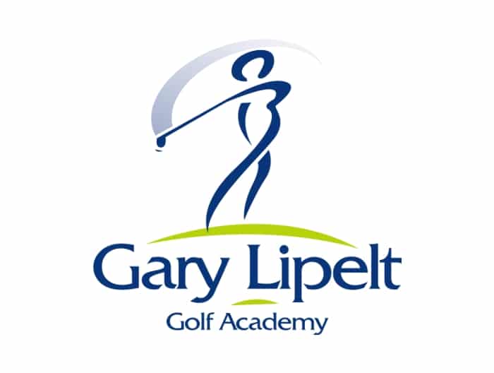 Iconic logo design style for Gary Lipelt for the Golof Academy. A swinging outlined character where you can feel the movement in the arm.