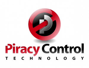 Piracy Control Technology. Here the P is like the forbidden to park sign but in black and red making it very clear that the company will successfully work with piracy control