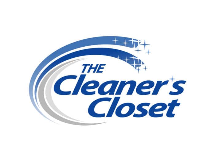 The Cleaner's Closet. Blue graphic design with a clean look