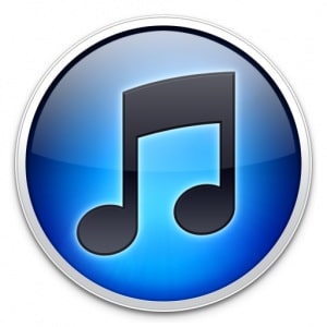 iTunes icon is a blue button with a note inside in black