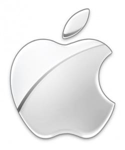 The Apple logo need no font or tagline and is well capable of standing on its own. It's a simple apple where someone took a bit out of it which in itself makes it clear that it is an Apple. 