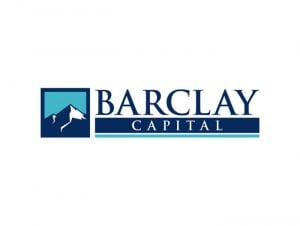 Square shape with mountain in blue and white with a simple fat font. Barclay Capital is a successful design and is a good example of balance when branding for the finance industry.