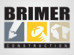 Brimer construction logo design begins with the letter B and is a research beautiful design in the shape of three blocks with different symbols in each. A pencil, a screw and a house. 