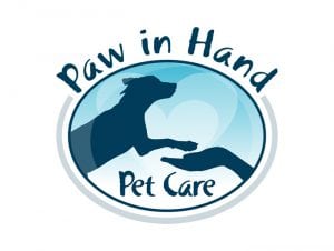 Paw in hand Pet Care is a circular blue logo design, easy to use on any printing material. Marketing an animal company should be made easy. 