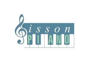 Piano logo in green and blue. There is a note on the left handside