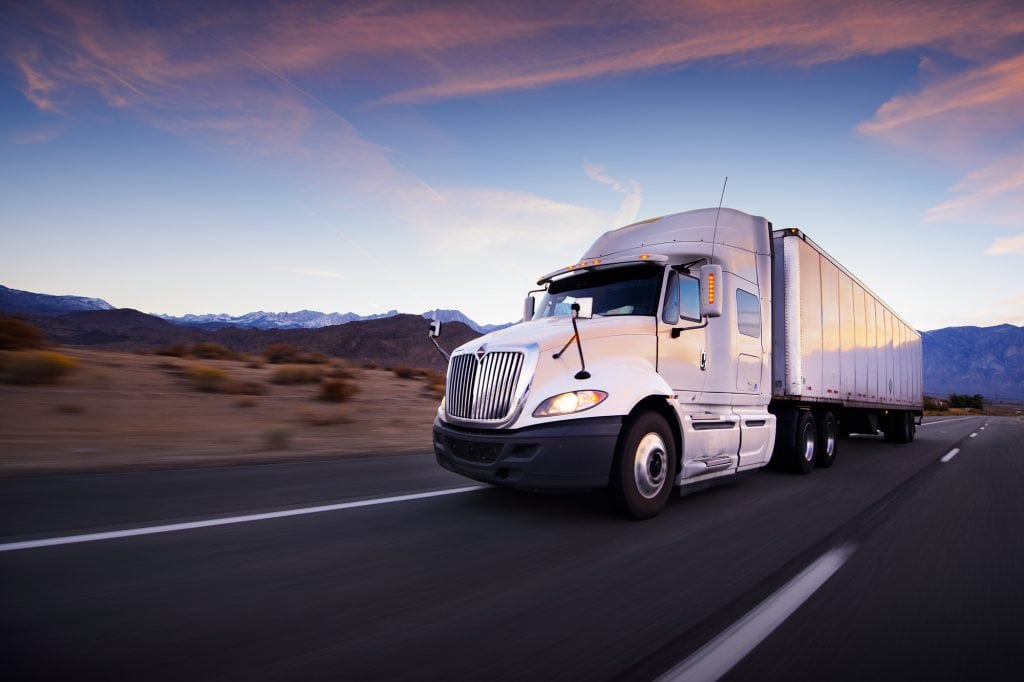 Truck with no transportation logo displayed on the side. 