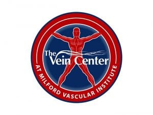 The Vein Center shows a man in red in a circular logo design. Branding for the medical industry with a logo usually involves medical symbols