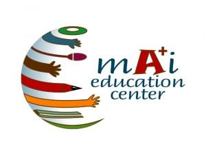 The right logo designer can create a logo like this globe shaped, cleverly coloured man Education centre design. 