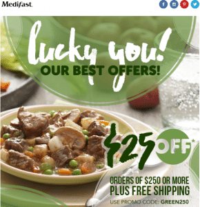 Email marketing can be a "best offer" sent our to everyone like this banner for 25% of food. 