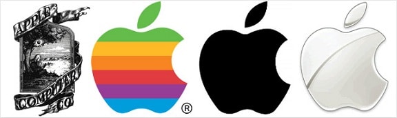 Apple logo evolution. Image showing the different branding stages