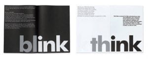 Playing with words for flexible brand names. Blink - think Letters in grey and black 