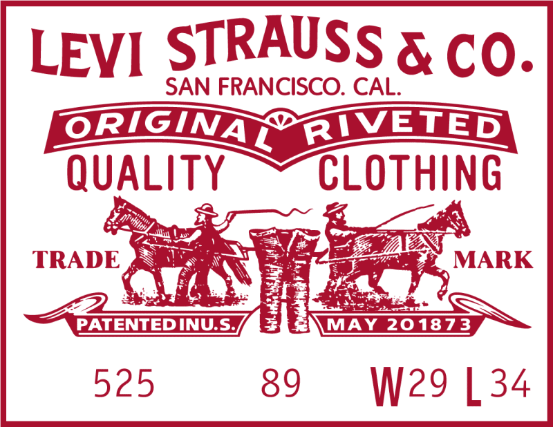 Vintage logo design for Levi Strauss. A logo all in red