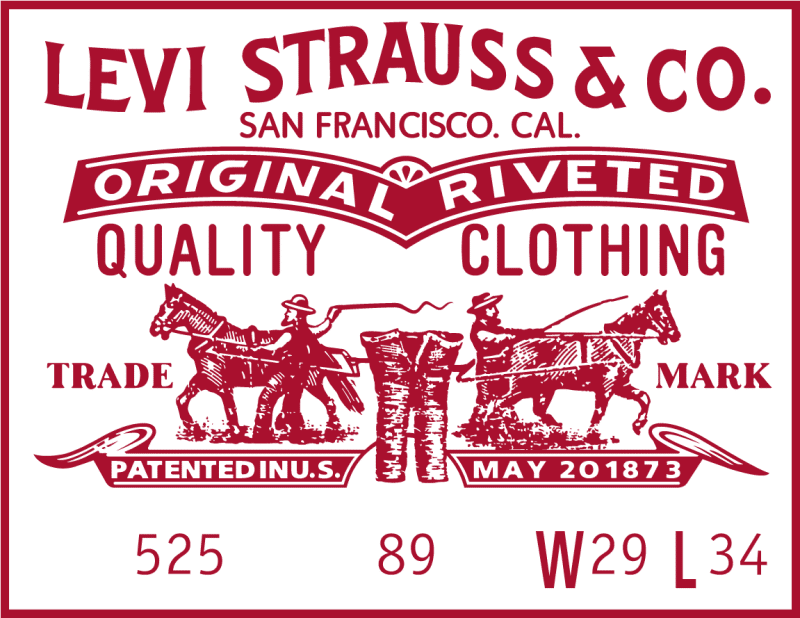 Vintage logo design for Levi Strauss. A logo all in red