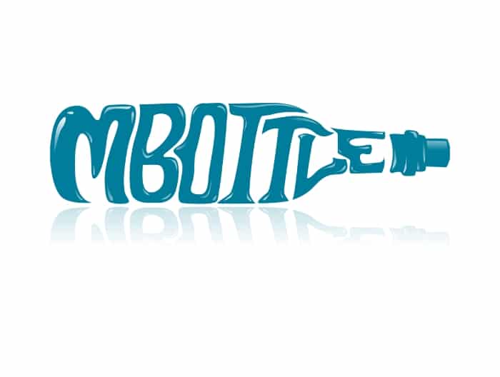 Clever logo design for MBOTTLE. This is a very memorable logo in the shape of a bottle