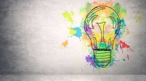Colorful lightbulb to illustrate ideas to market for beginners. 
