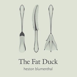 The fat duck logo design. Heston Blumenthal's gorgeous and well known restaurant logo. You can see the duck in the logo design.