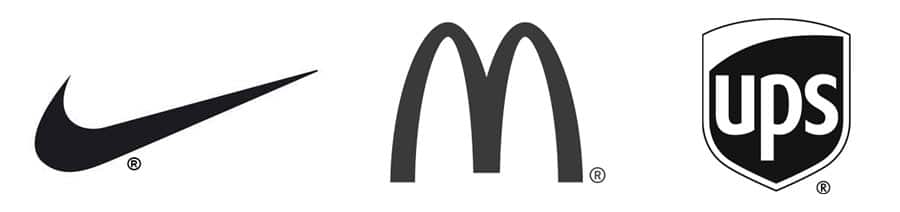 Three very famous logos. Nike, McDonald and UPS. One solid color and not a lot of effort to the eye. If you design your own logo these would be versatile enough 