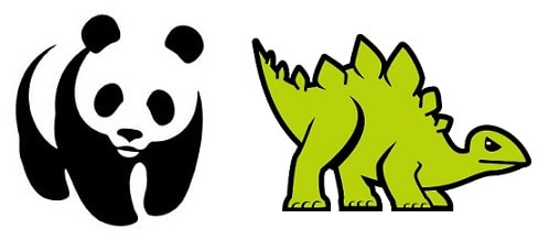 Different types of logos but both animals. 