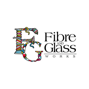 Logo design fro Fibre and Glass Works. A decorative font,easy to remember.