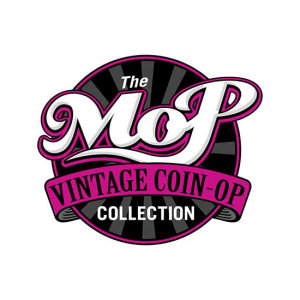 Vintage logo designs for The MoP Vintage Coin -Op Collection. Strong contrasting color choices.