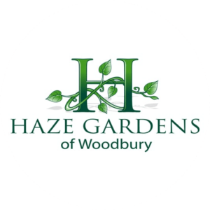 Haze Gardens of Woodbury looks royal and has a classy feel to the "H" surrounded and entailed in leaves. A super landscaping logo design