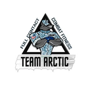 Team Artic martial arts logo is a strong looking character logo with his strong arms folded in front of him.