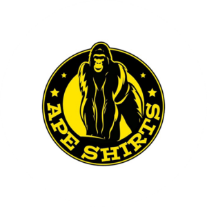 Ape Shirt fashion logo design is all in balck & yellow with an ape that is looking very powerful.