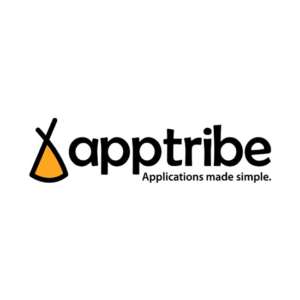 app tribe is an orange tent looking triangle with a simple font
