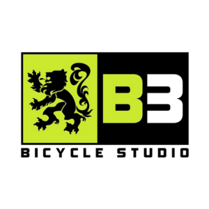 Royal black lion for this Bicycle Studio called B3. A retail logo design that is easy to remember.