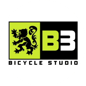 Royal black lion for this Bicycle Studio called B3. A retail logo design that is easy to remember.