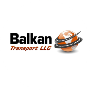 Balkan Transport LLC is a transport logo design with a globe and a road wrapped around the globe.