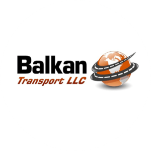 Balkan Transport LLC is a transport logo design with a globe and a road wrapped around the globe.