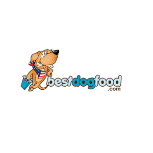 Best Dog Food internet logo design. Illustrated dog that looks friendly and that makes you want to buy dog food.