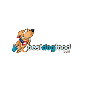 Best Dog Food internet logo design. Illustrated dog that looks friendly and that makes you want to buy dog food.