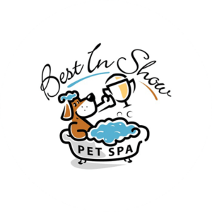 Dog logo best in show. He is having the best time in a pet spa