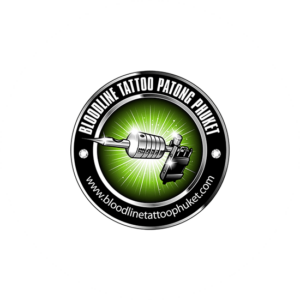 This Bloodline tattoo logo is easy to remember because of its green and black combination colors. The drill is in the middle of the circular logo